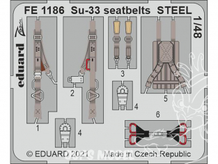 EDUARD photodecoupe avion FE1186 Harnais métal Sukhoi Su-33 Minibase 1/48