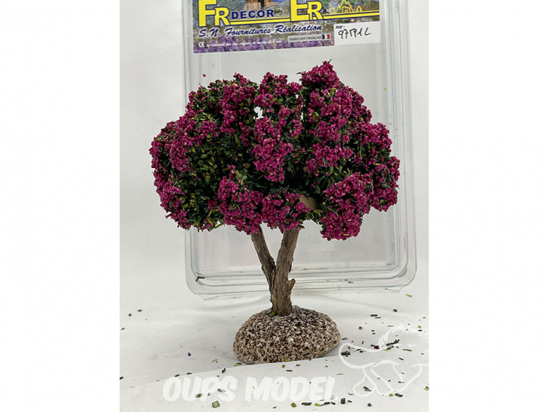 Fr Décor arbres 97591L Arbre fleuris double branche Lilas tronc bois 110mm Made in France