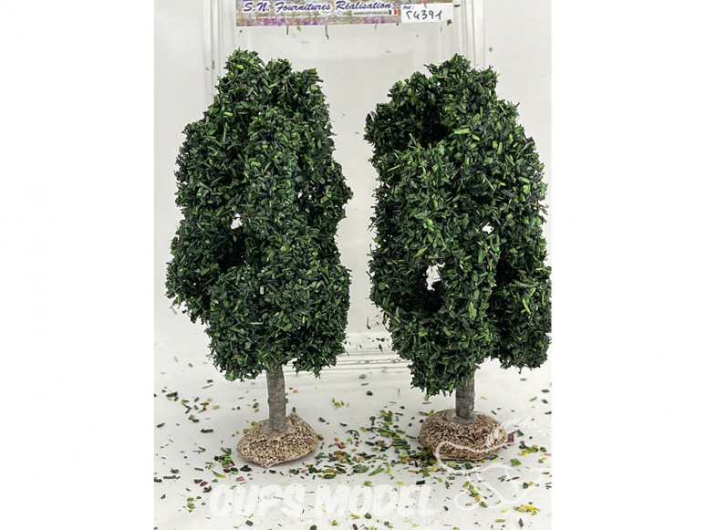 Fr Décor 54391 Arbres Deux chênes vert 100mm tronc bois made in France