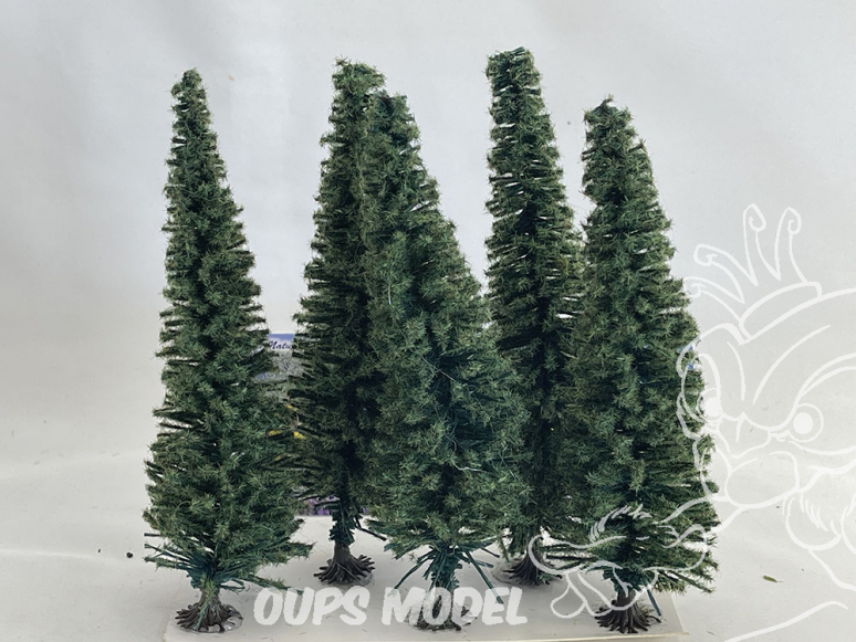 Fr Décor arbres 0559 Cinq sapins floqués Vert moyen 160mm