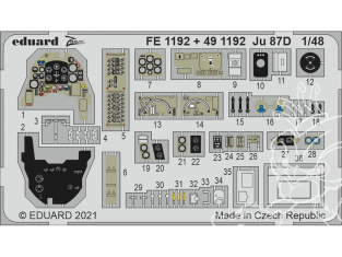 EDUARD photodecoupe avion FE1192 Zoom amélioration Junkers Ju 87D Hasegawa / Hobby 2000 1/48