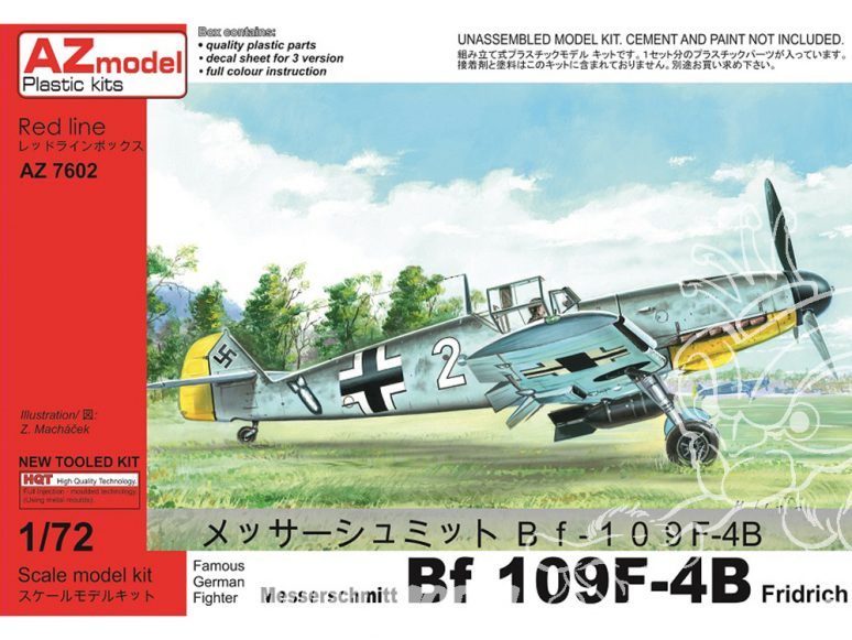 AZ Model Kit avion AZ7602 Bf 109F-4B Bomber Fridrich 1/72