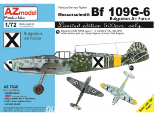 AZ Model Kit avion AZ7632 Bf 109G-6 Force Aérienne Bulgare 1/72