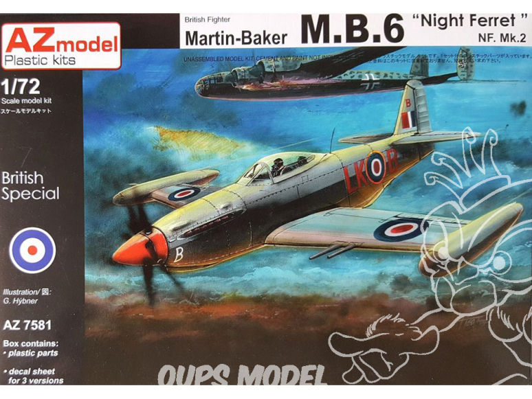 AZ Model Kit avion AZ7581 Martin-Baker M.B.6 Night Ferret NF.II 1/72