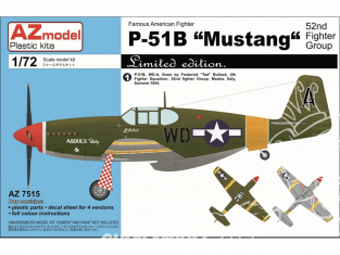 AZ Model Kit avion AZ7515 North American P-51B Mustang 52.nd Fighter Group 1/72