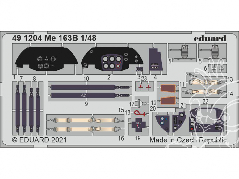 EDUARD photodecoupe avion 491204 Amélioration Messerschmitt Me 163B Gaspatch Models 1/48