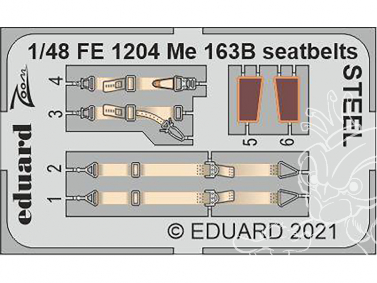 EDUARD photodecoupe avion FE1204 Zoom amélioration Messerschmitt Me 163B Gaspatch Models 1/48