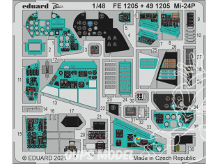 EDUARD photodecoupe hélicoptère FE1205 Zoom intérieur cargo Mi-24P Zvezda 1/48