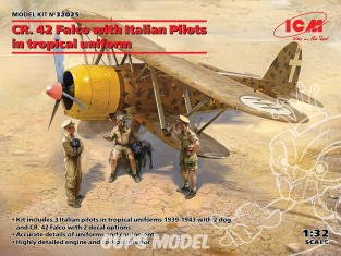 Icm maquette avion 32025 CR. 42 Falco avec des pilotes italiens en uniforme tropical 1/32