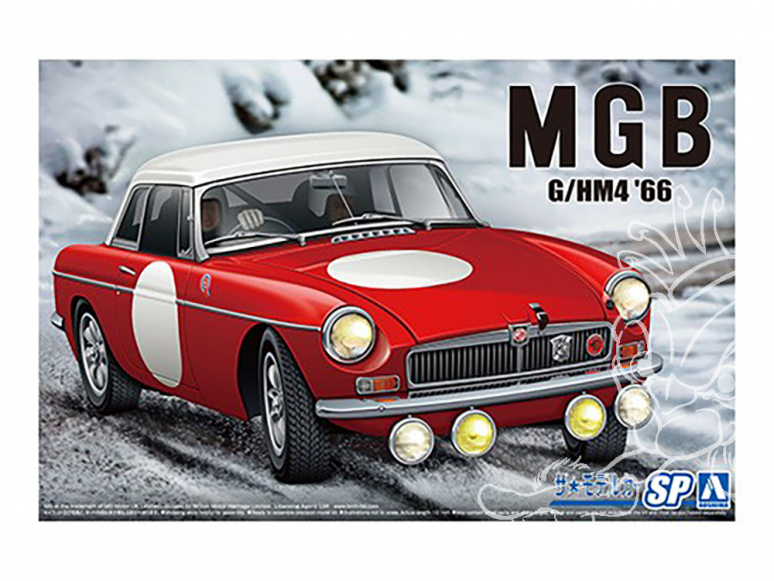 Aoshima maquette voiture 61268 MG MGB BLMC G/HM4 MG-B Club Rallye Version 1966 1/24