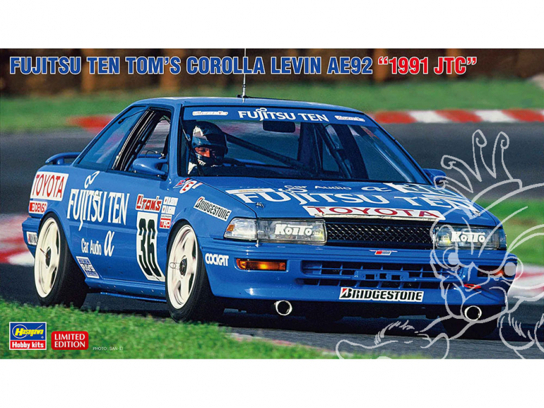 Hasegawa maquette voiture 20492 Corolla Levin AE92 "1991 JTC" de Fujitsu Ten Tom'S 1/24