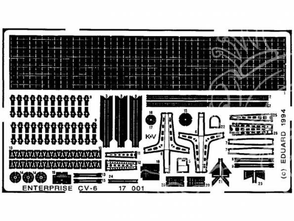 Eduard photodecoupe bateau 17001 USS CV6 Enterprise 1/700