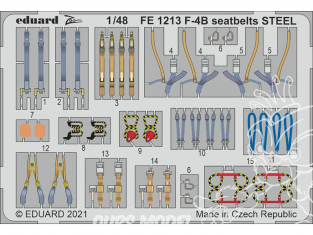 EDUARD photodecoupe avion FE1213 Harnais métal F-4B Phantom Tamiya 1/48