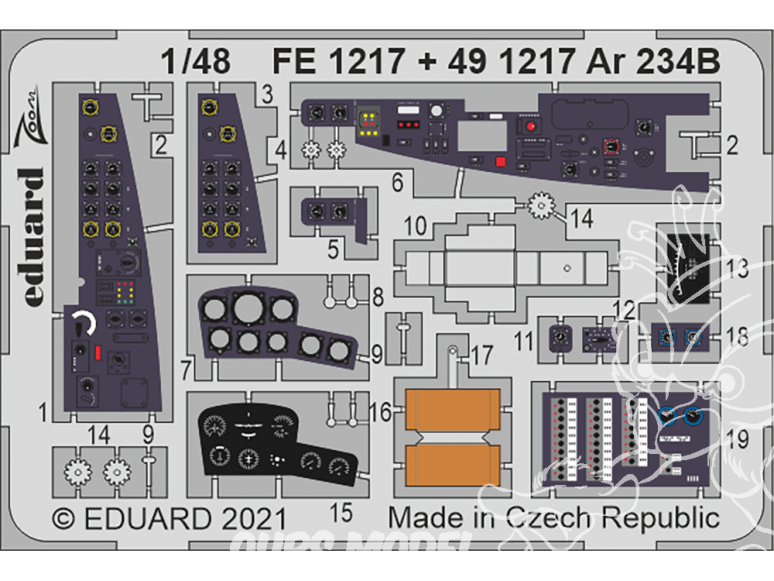 EDUARD photodecoupe avion FE1217 Zoom amélioration Ar 234B Hasegawa / Hobby 2000 1/48