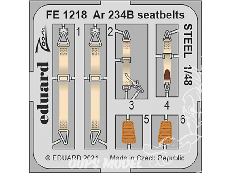 EDUARD photodecoupe avion FE1218 Harnais métal Ar 234B Hasegawa / Hobby 2000 1/48