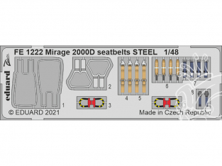EDUARD photodecoupe avion FE1222 Harnais métal Mirage 2000D Kinetic 1/48