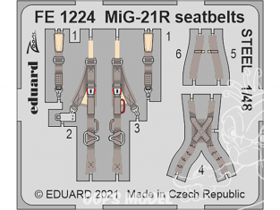 EDUARD photodecoupe avion FE1224 Harnais métal MiG-21R Eduard 1/48