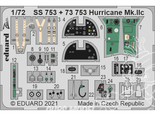 Eduard photodecoupe avion 73753 Amélioration Hurricane Mk.IIc Zvezda 1/72