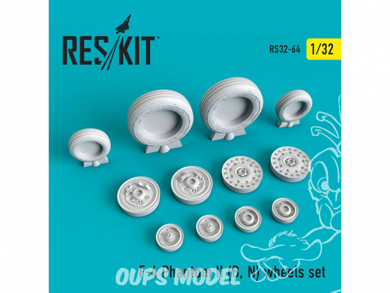 ResKit kit d'amelioration Avion RS32-0064 Ensemble de roues F-4 Phantom II (B, N) 1/32