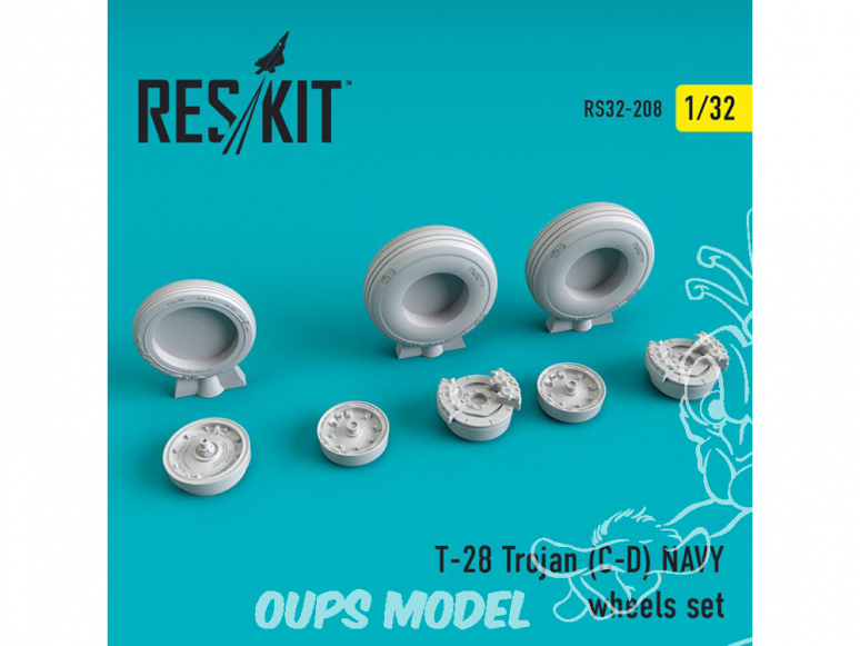 ResKit kit d'amelioration avion RS32-0208 Ensemble de roues pour T-28 Trojan (C-D) NAVY 1/32