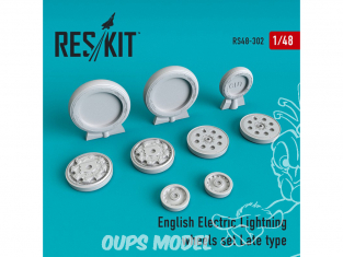 ResKit kit d'amelioration Avion RS48-0302 Roues en résine de type tardif English Electric Lightning 1/48