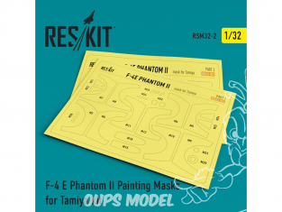 ResKit kit d'amelioration avion RSM32-0002 Masques de peinture F-4 E Phantom II pour kit Tamiya 1/32