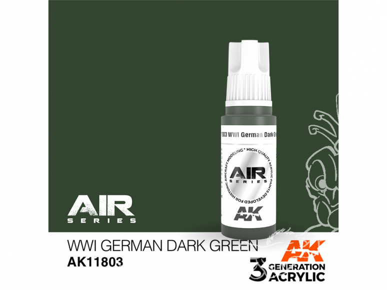 Ak interactive peinture acrylique 3G AK11803 Vert foncé Allemand WWI 17ml AIR