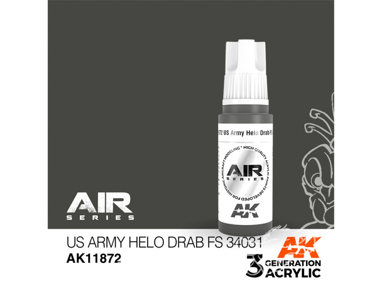 Ak interactive peinture acrylique 3G AK11872 US Army Helo drab FS34031 17ml AIR