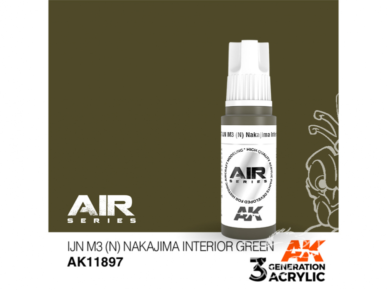 Ak interactive peinture acrylique 3G AK11897 IJN M3 (N) Vert intérieur Nakajima 17ml AIR