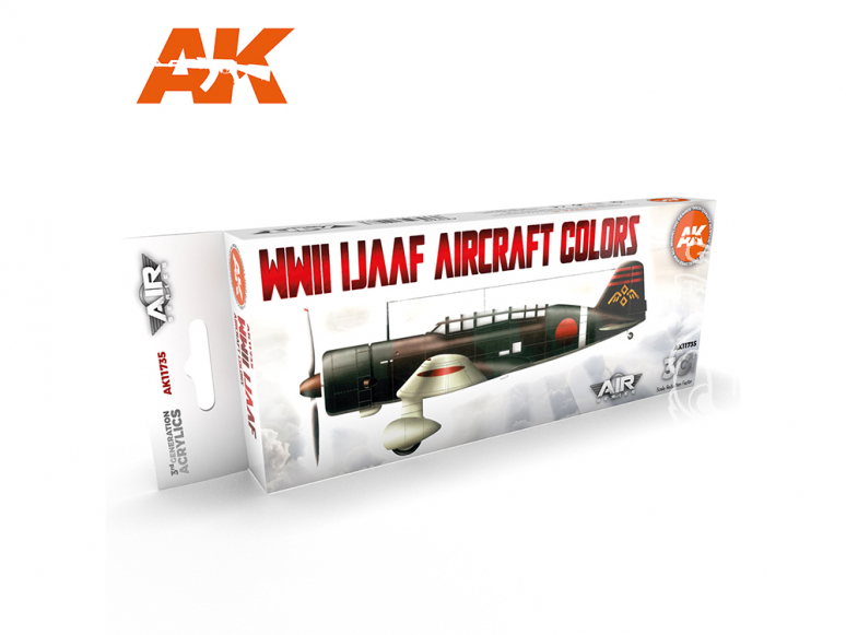 Ak interactive peinture acrylique 3G Set AK11735 Couleurs des avions IJAAF de la Seconde Guerre mondiale