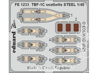 EDUARD photodecoupe avion FE1233 Harnais métal TBF-1C Academy 1/48