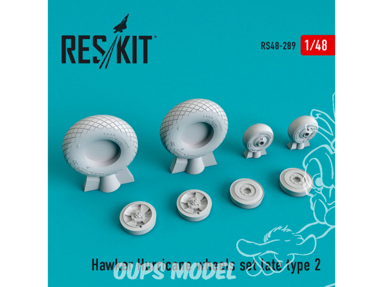 ResKit kit d'amelioration Avion RS48-0289 Roues en résine Hawker Hurricane late type 2 (1/48)