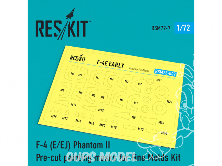 ResKit kit d'amelioration Avion RSM72-0007 F-4 E/EJ Phantom II Masques de peinture pour kit Fine Molds 1/72