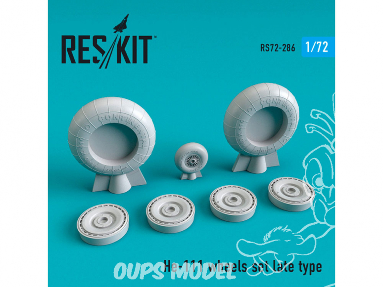 ResKit kit d'amelioration Avion RS72-0286 Jeu de roues He-111 type tardif 1/72