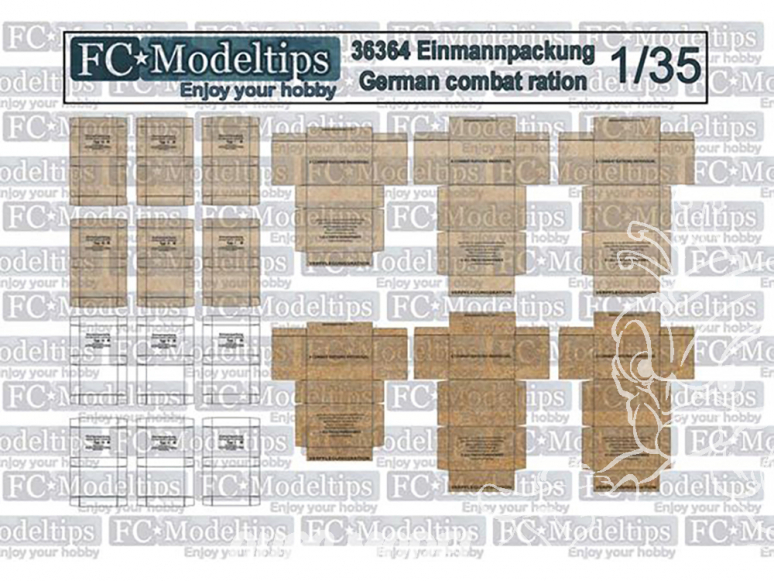 FC MODEL TREND accessoire papier 36364 Caisses ration de combat Allemand Einmannpackung 1/35