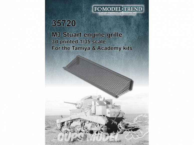 FC MODEL TREND accessoire résine 35720 Grille moteur M3 Stuart Tamiya / Academy 1/35