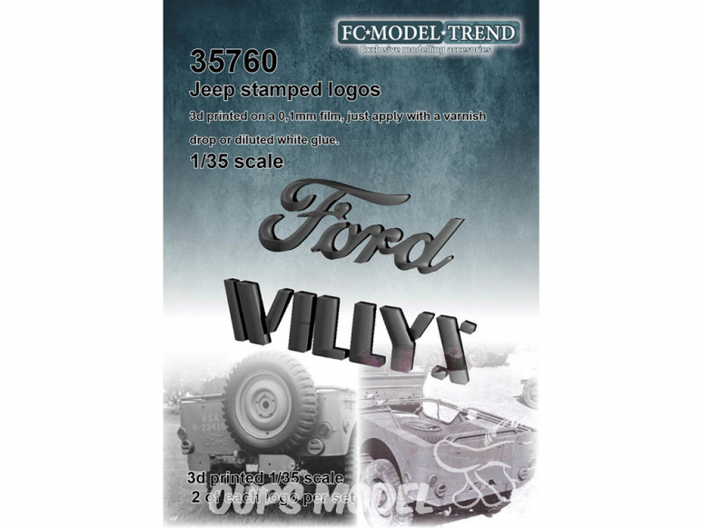 FC MODEL TREND accessoire résine 35760 Logos estampés Ford Willys 1/35