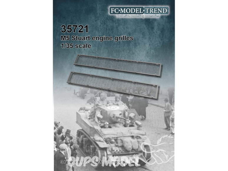 FC MODEL TREND accessoire résine 35721 Grilles moteur M5 Stuart Tamiya / Academy 1/35