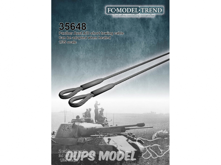 FC MODEL TREND accessoire résine 35648 Cable de remorquage court Panther A/D 1/35