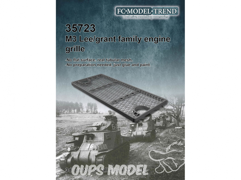 FC MODEL TREND accessoire résine 35723 Grille moteur M3 Lee / Grant 1/35