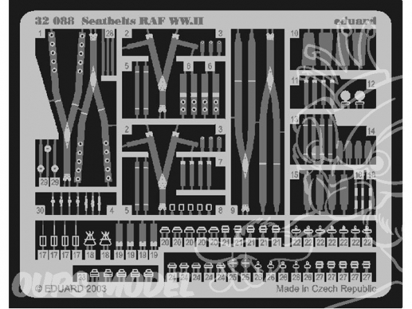 EDUARD photodecoupe avion 32088 Harnais RAF WWII 1/32