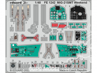 EDUARD photodecoupe avion FE1242 Zoom amélioration MiG-21SMT WeekEnd Eduard 1/48