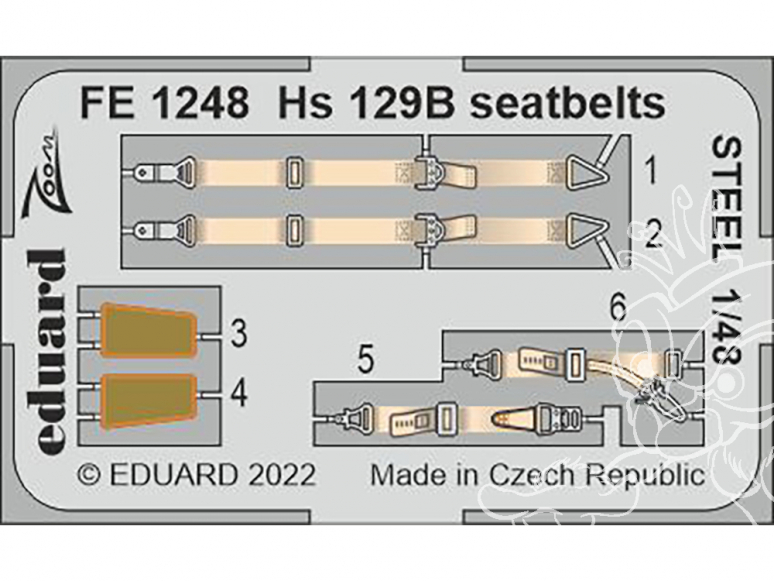 EDUARD photodecoupe avion FE1248 Harnais métal Hs 129B Hobby 2000 / Hasegawa 1/48