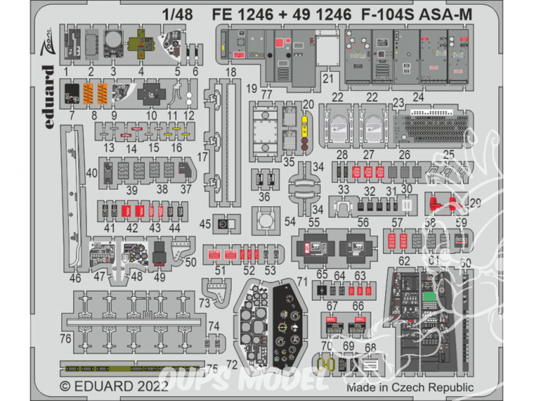 EDUARD photodecoupe avion 491246 Amélioration F-104S ASA-M Kinetic 1/48