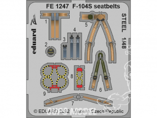 EDUARD photodecoupe avion FE1247 Harnais métal F-104S Kinetic 1/48