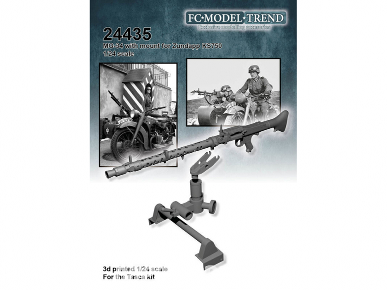 FC MODEL TREND accessoire résine 24435 MG34 pour Zundapp KS750 Tasca 1/24