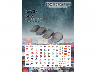 FC MODEL TREND accessoire résine 35708 Casquettes avec décalques 1/35