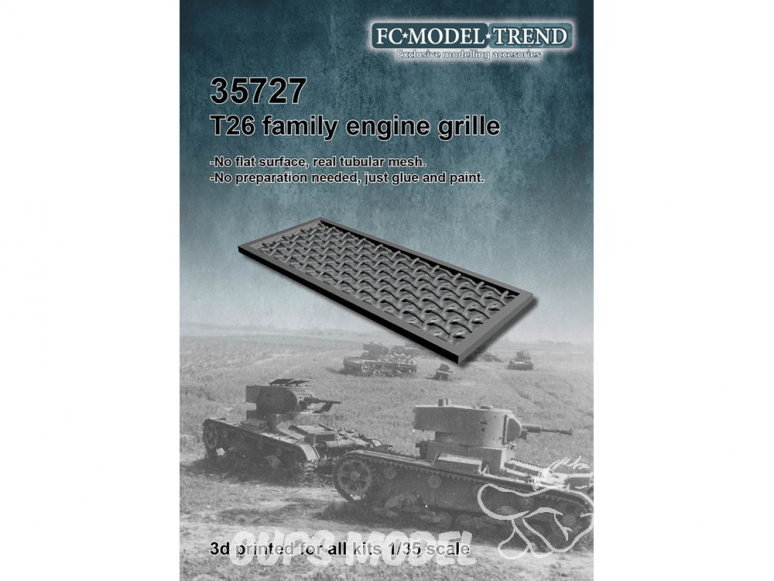 FC MODEL TREND accessoire résine 35727 Grille moteur T-26 1/35