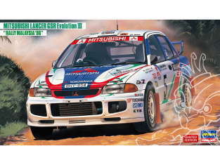 Hasegawa maquette voiture 20537 Mitsubishi Lancer GSR Evolution III "Rallye de Malaisie '96" 1/24