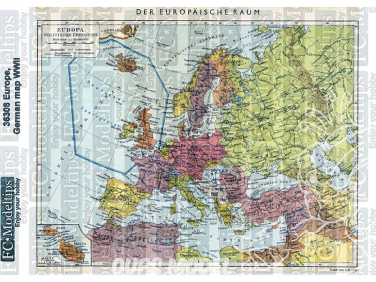 FC MODEL TREND Feuille autocollante 36308 Base adhésive Carte Allemande Europe WWII